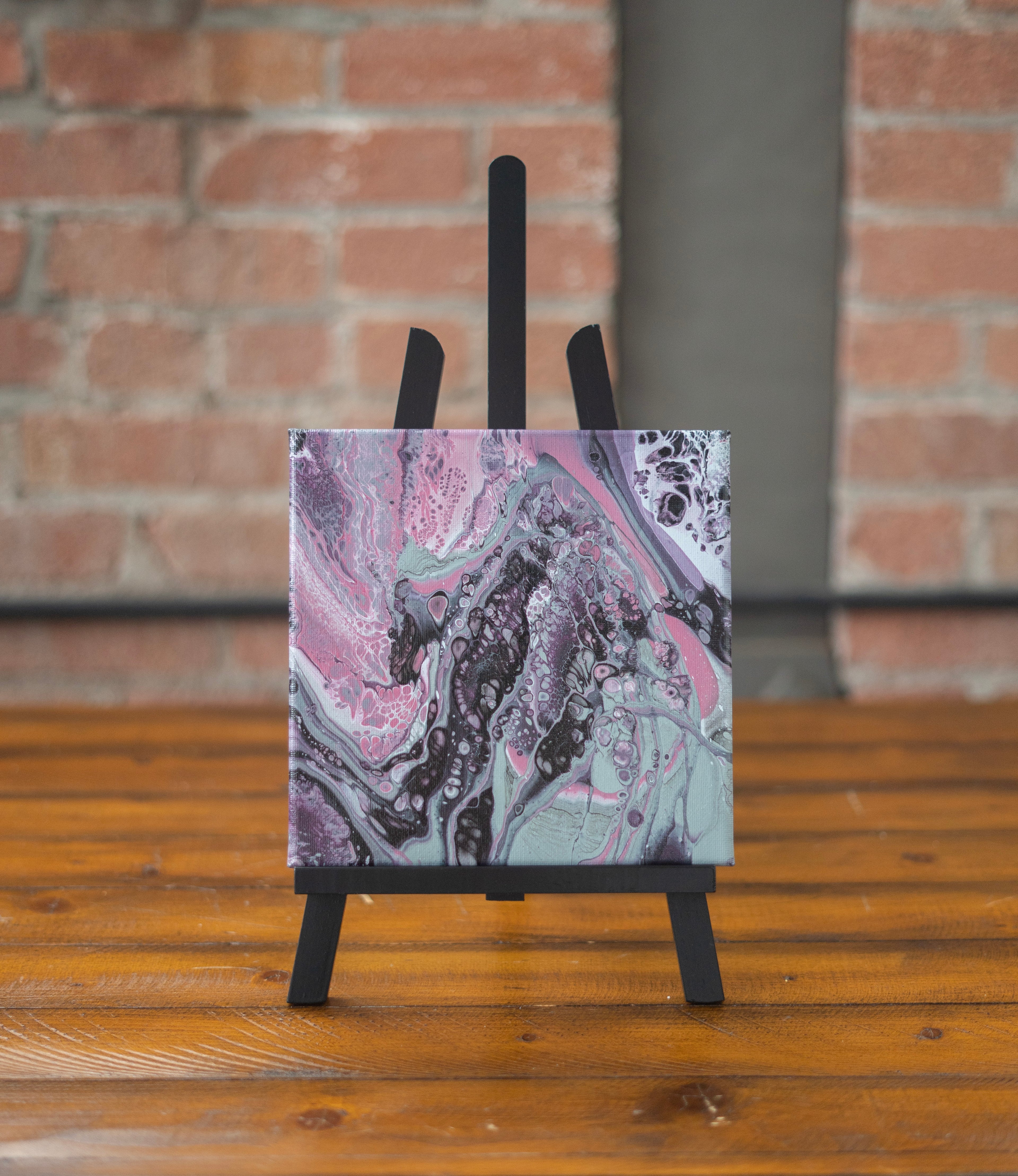 Fractured Bloom: Handmade Acrylic Artwork 10” by 10” Canvas
