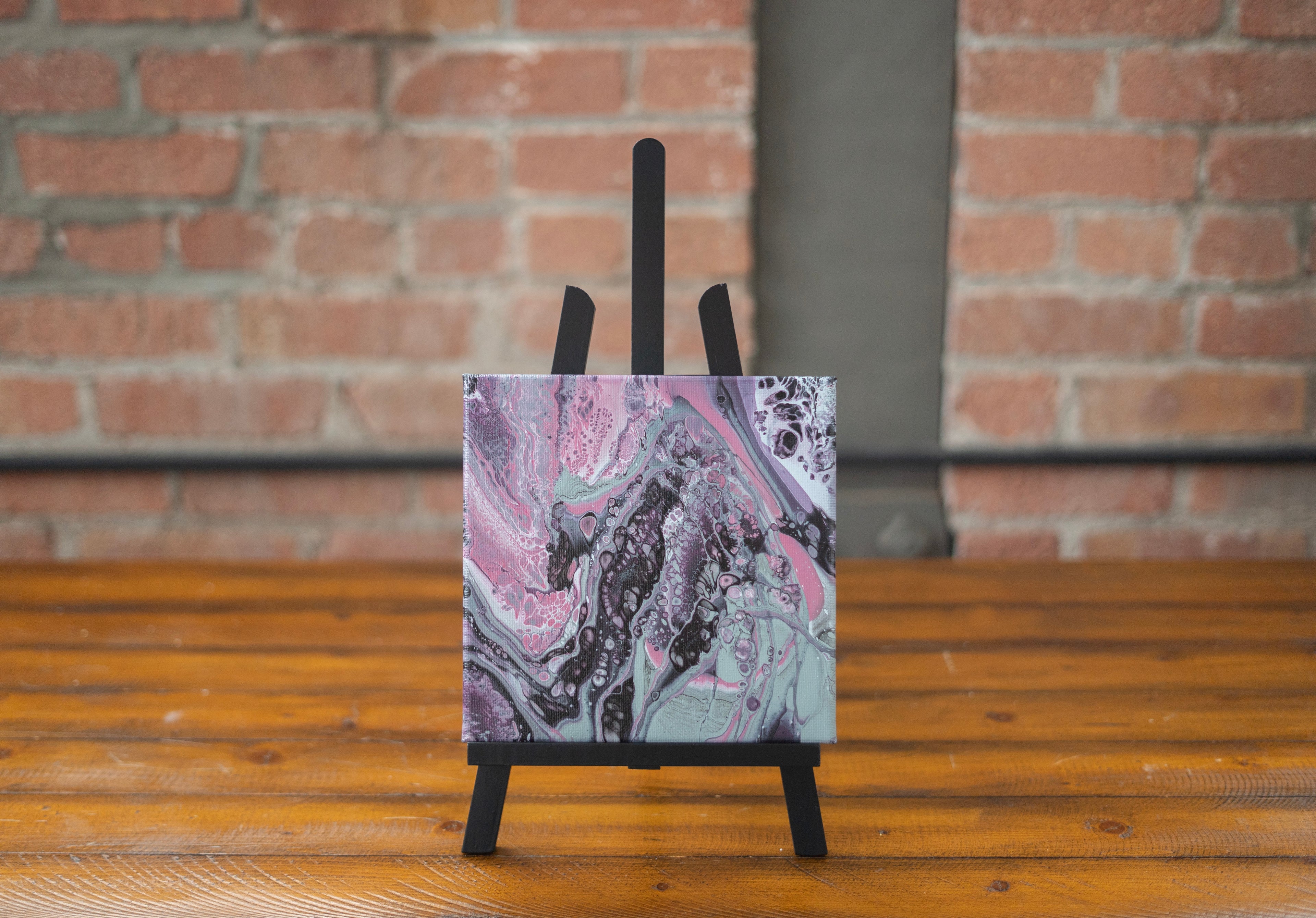 Fractured Bloom: Handmade Acrylic Artwork 10” by 10” Canvas