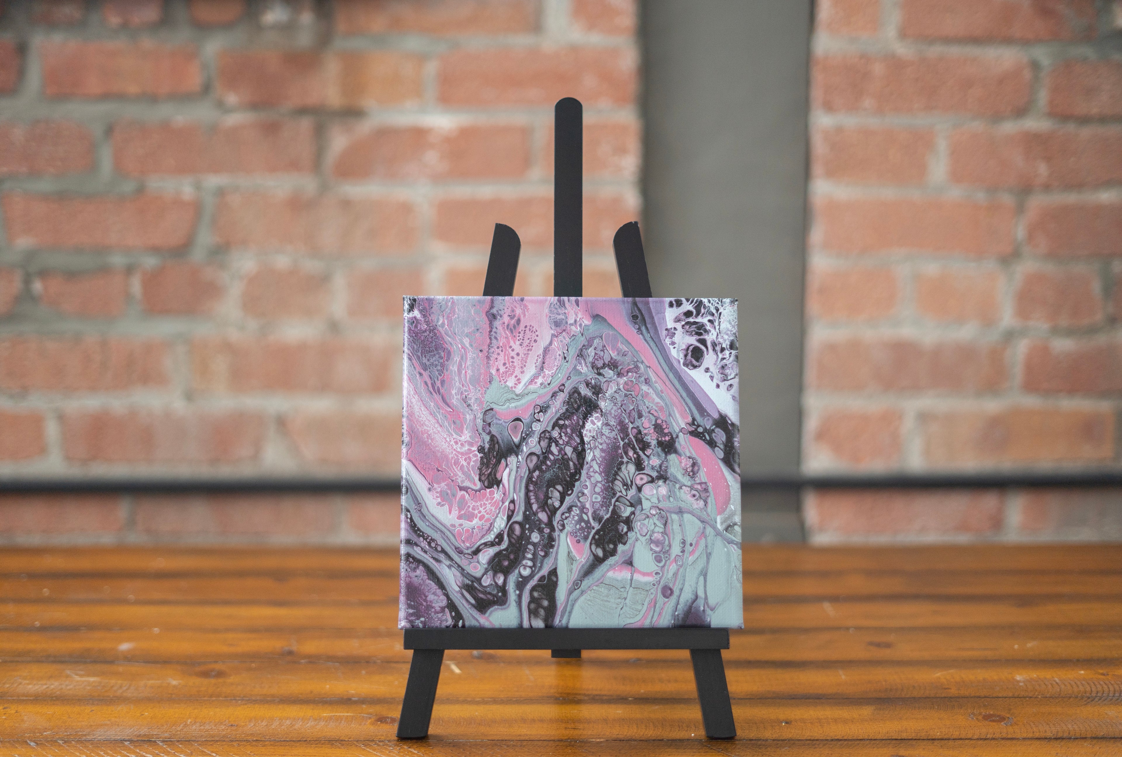 Fractured Bloom: Handmade Acrylic Artwork 10” by 10” Canvas