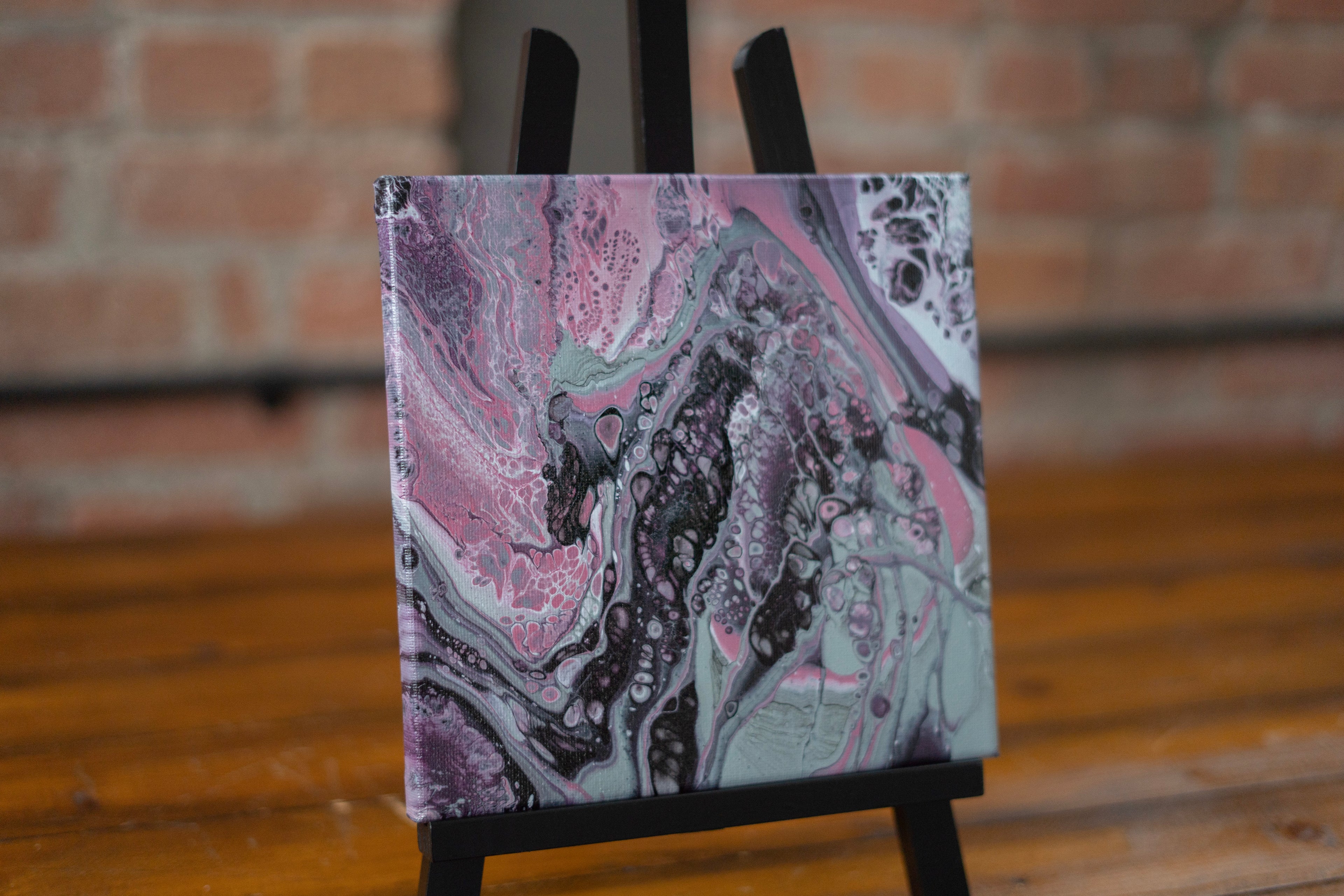 Fractured Bloom: Handmade Acrylic Artwork 10” by 10” Canvas