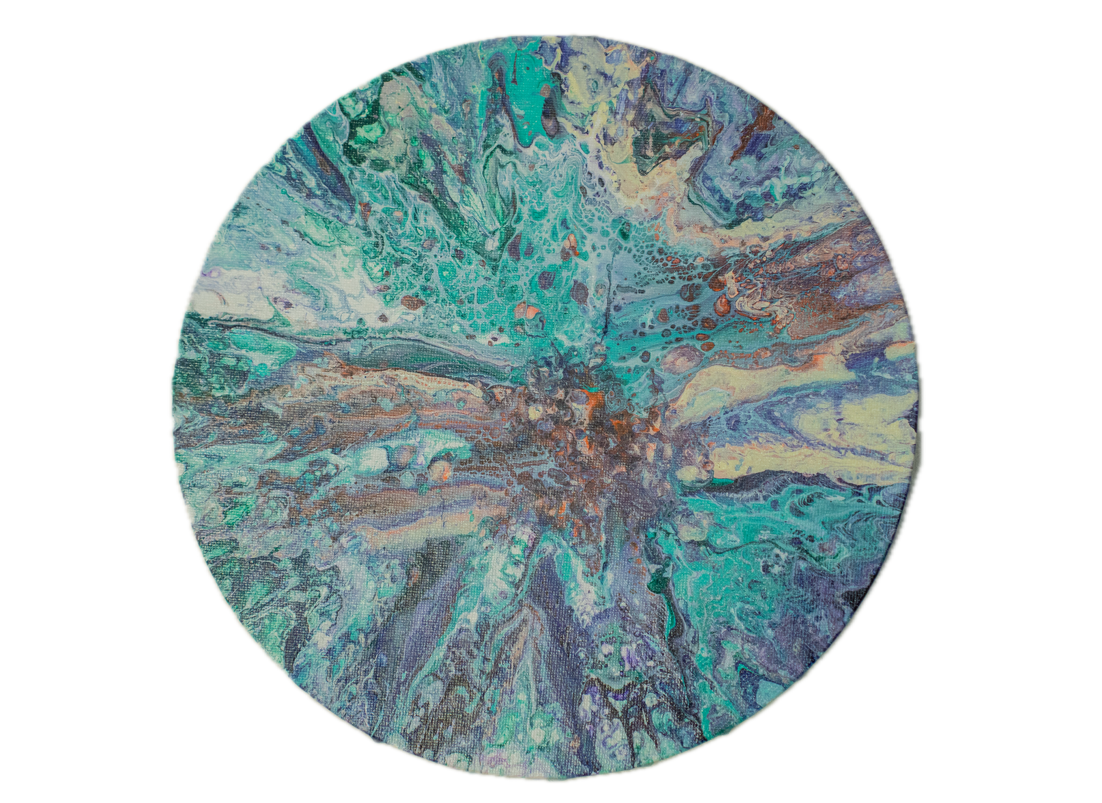 The Sound of the Sea: Handmade Acrylic Artwork Canvas: 10”x10” Round