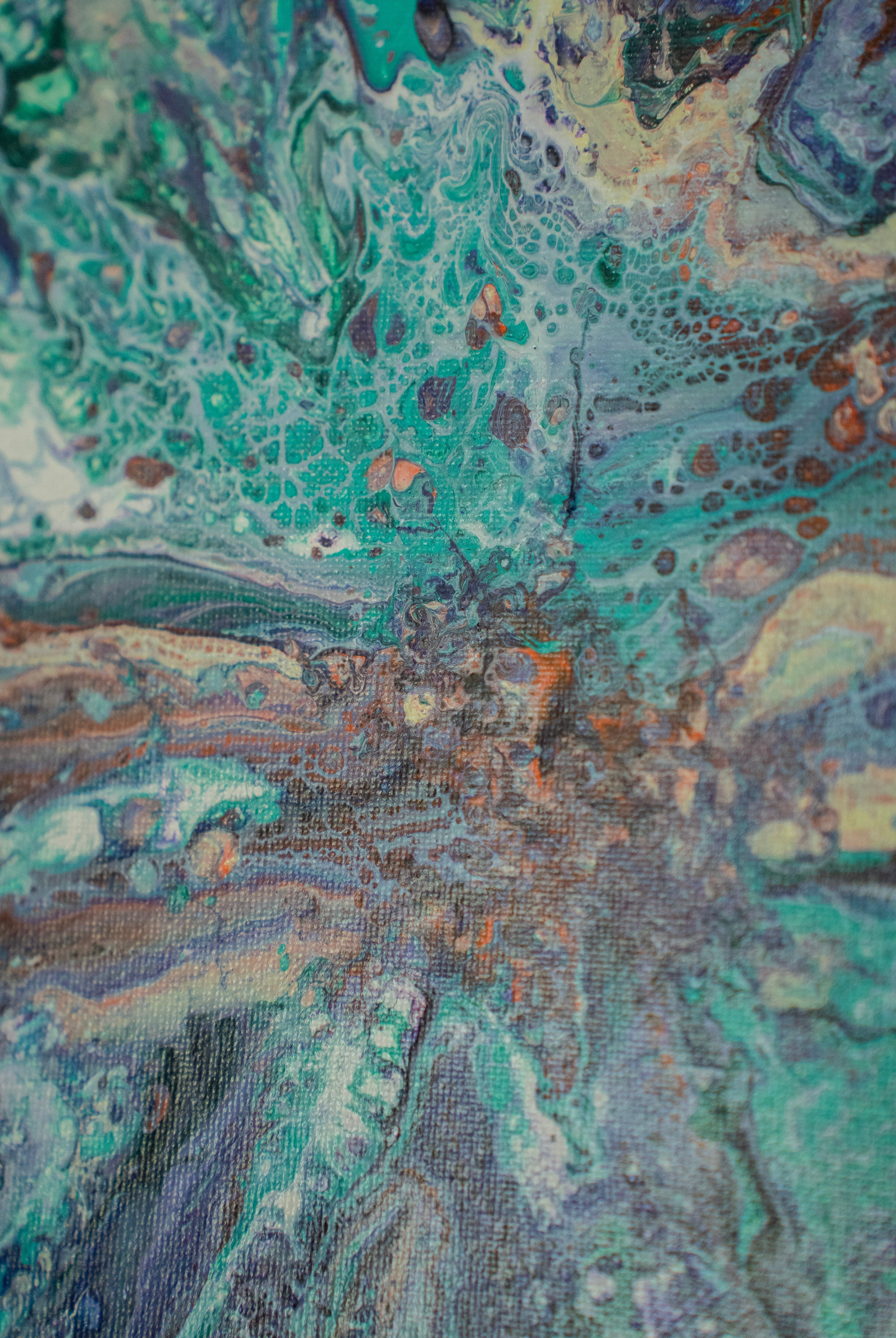 The Sound of the Sea: Handmade Acrylic Artwork Canvas: 10”x10” Round