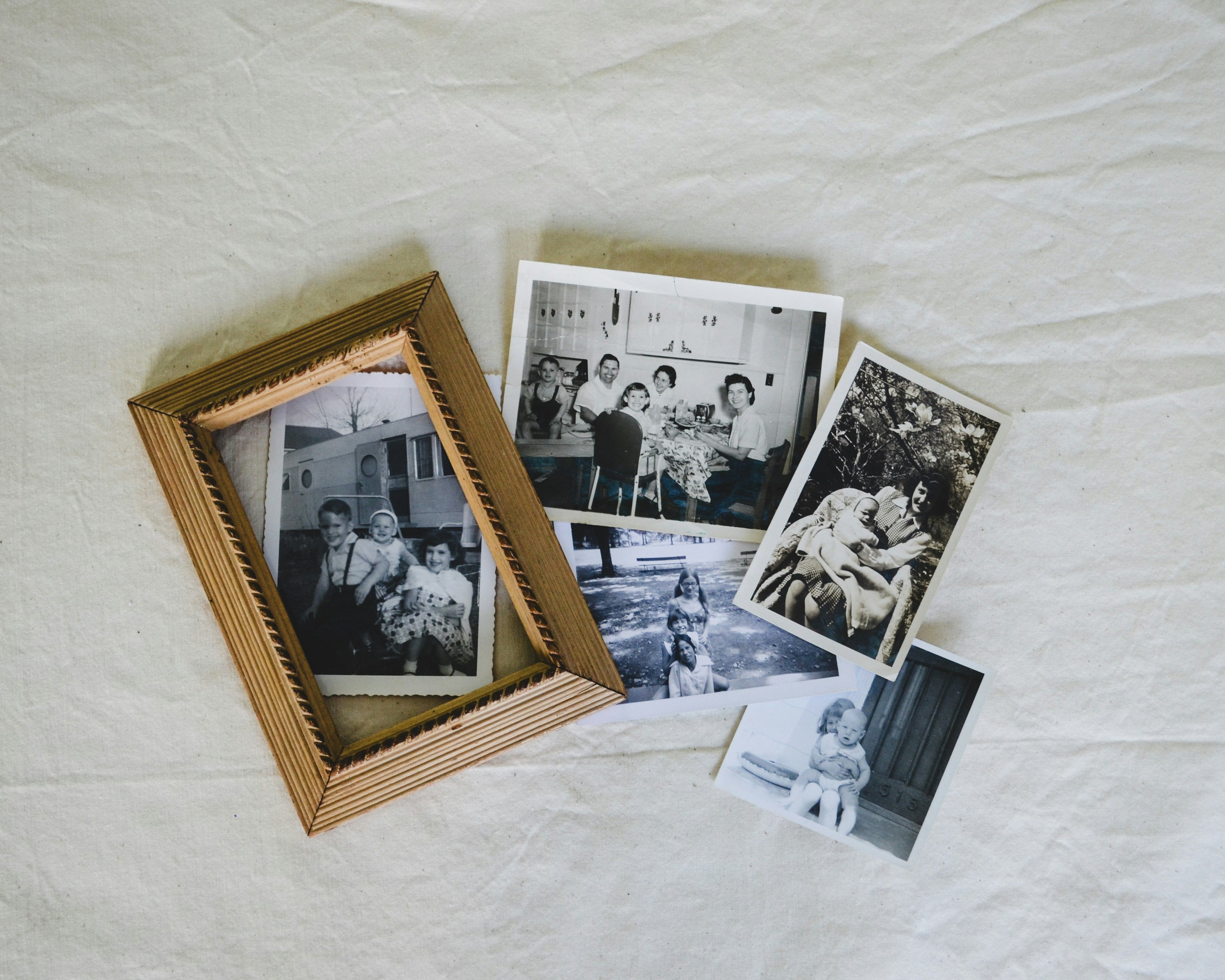 old photos and picture frame