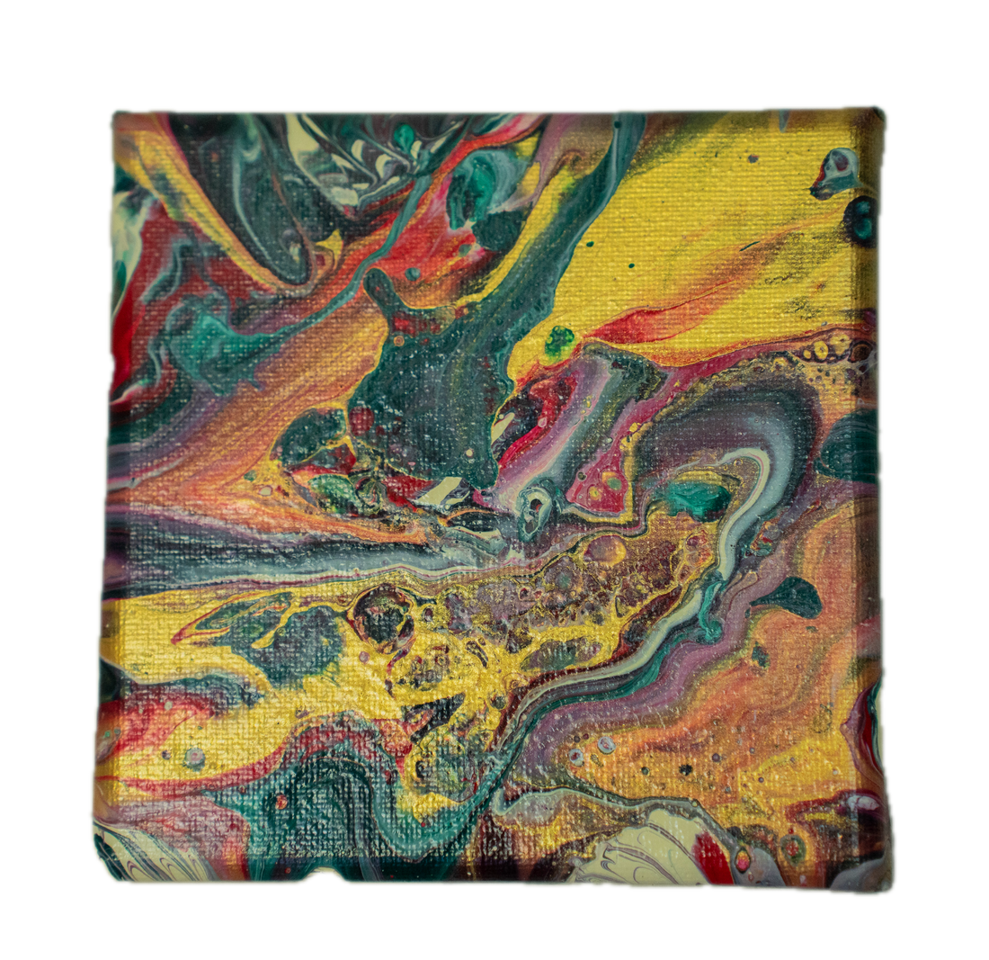 Amber Horizon: Handmade Acrylic Artwork  Canvas: 5”x5”