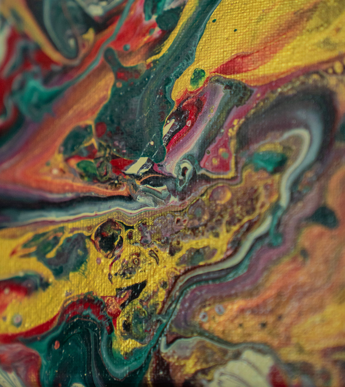 Amber Horizon: Handmade Acrylic Artwork  Canvas: 5”x5”