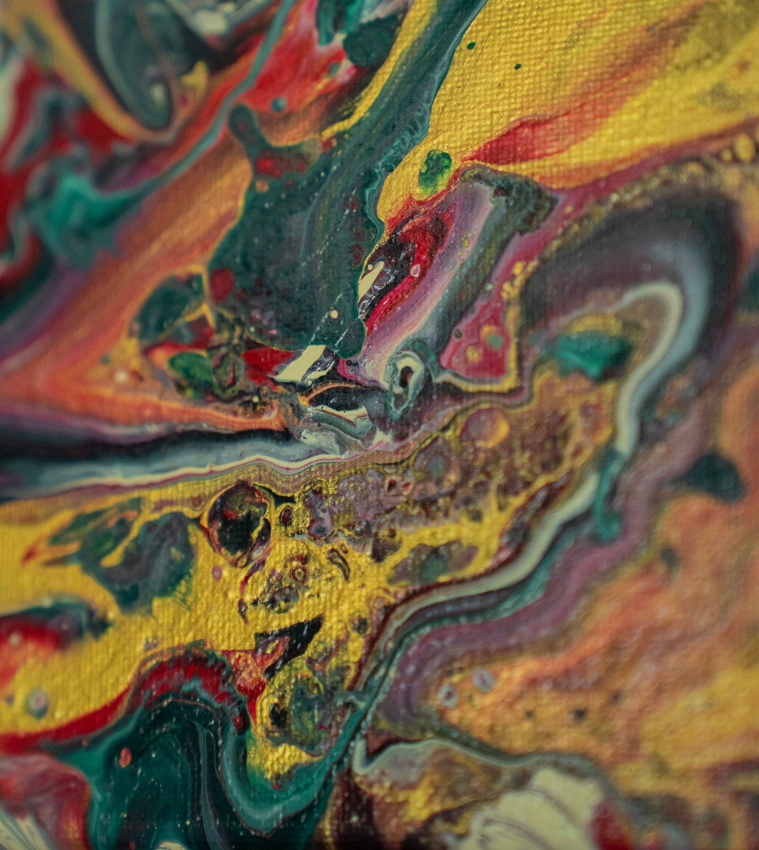 Amber Horizon: Handmade Acrylic Artwork  Canvas: 5”x5”