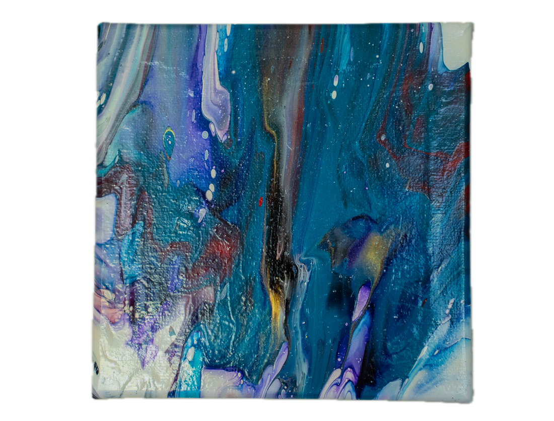Aurora Tide: Handmade Acrylic Artwork Canvas: 8”x8”