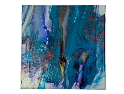 Aurora Tide: Handmade Acrylic Artwork Canvas: 8”x8”