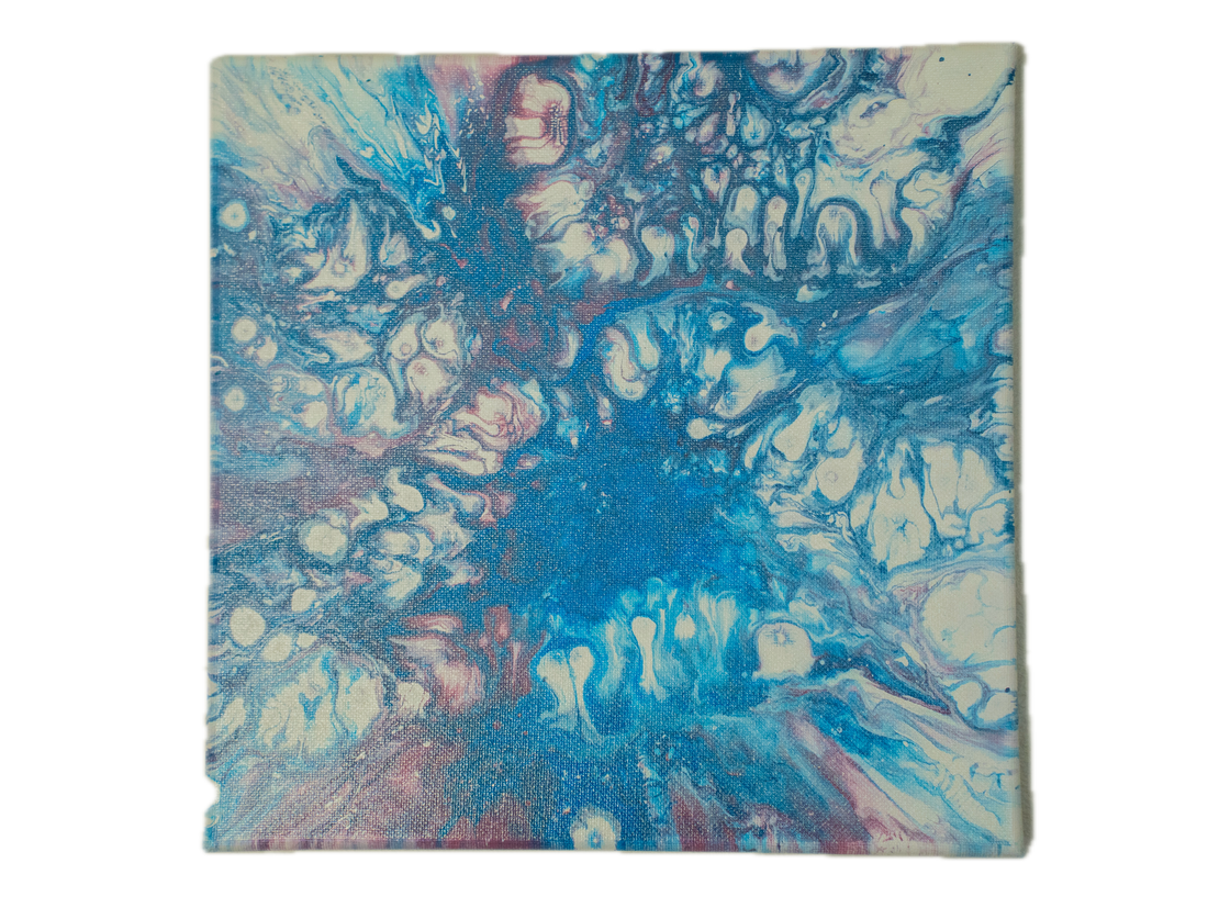 Awakened Shore: Handmade Acrylic Artwork  Canvas: 10”x10”