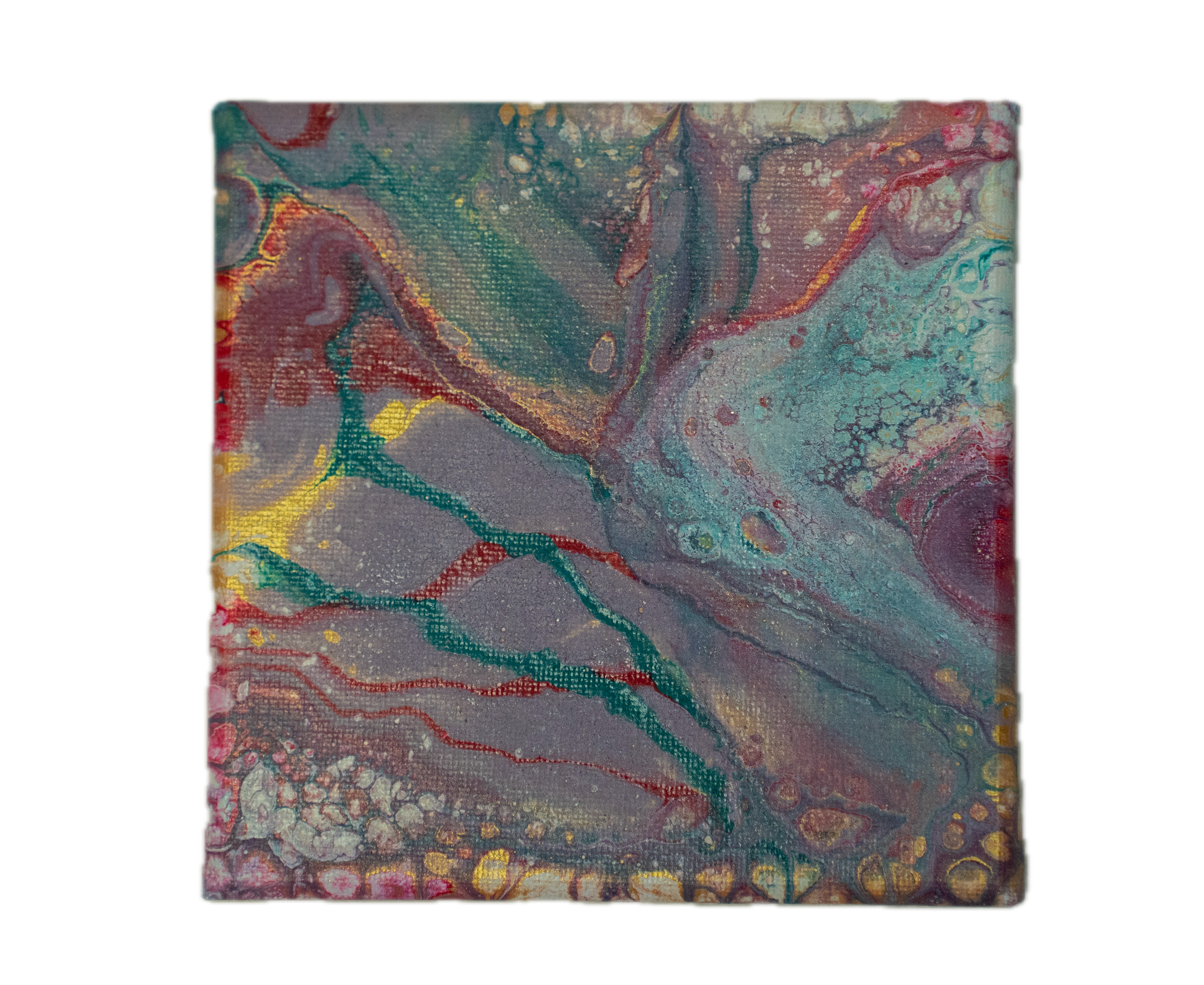 Candy Cane Whirl: Handmade Acrylic Artwork  Canvas: 5”x5”