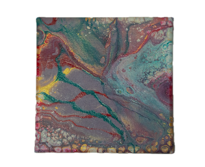Candy Cane Whirl: Handmade Acrylic Artwork  Canvas: 5”x5”