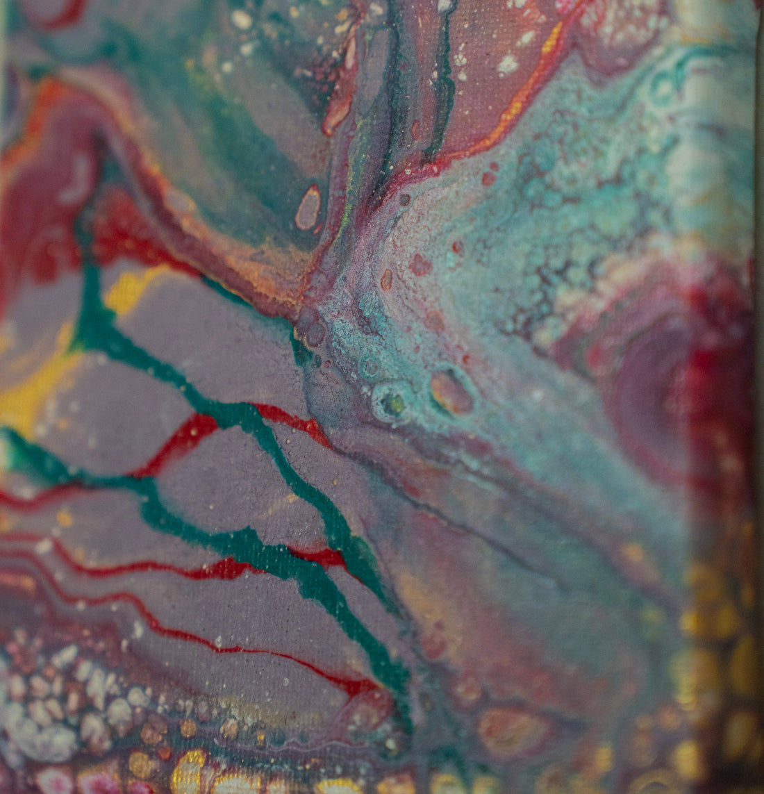 Candy Cane Whirl: Handmade Acrylic Artwork  Canvas: 5”x5”