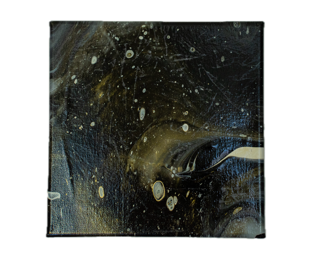 Celestial Drift: Handmade Acrylic Artwork  Canvas: 8”x8”
