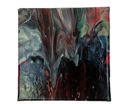 Crimson Cascade: Handmade Acrylic Artwork  Canvas: 8”x8”