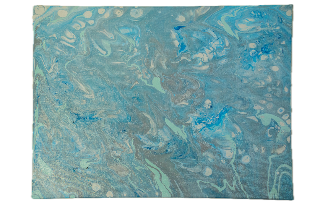 Crystal Currents: Handmade Acrylic Artwork  Canvas: 16”x12”