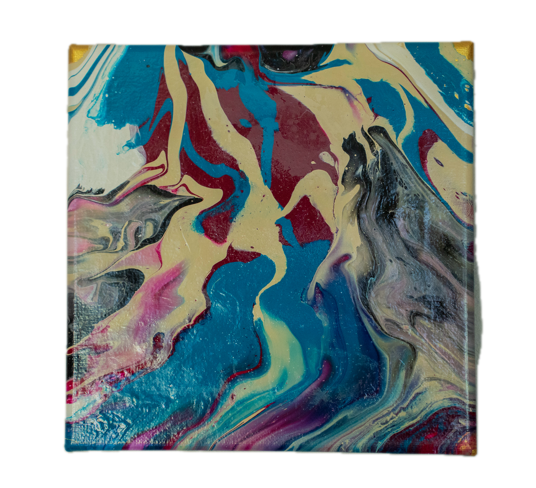 Electric Rhythm: Handmade Acrylic Artwork  Canvas: 8”x8”