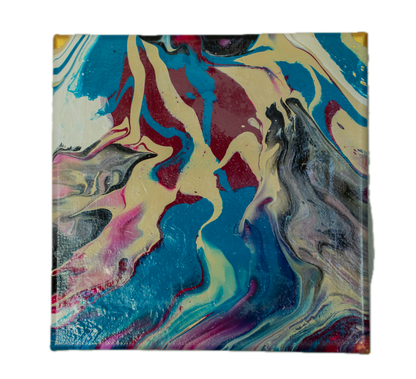 Electric Rhythm: Handmade Acrylic Artwork  Canvas: 8”x8”