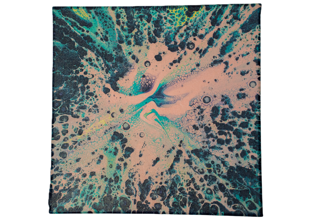 Fervent Bloom: Handmade Acrylic Artwork  Canvas: 10”x10”