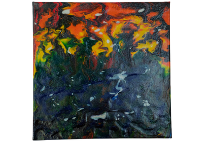 Firelit Canopy: Handmade Acrylic Artwork  Canvas: 10”x10”