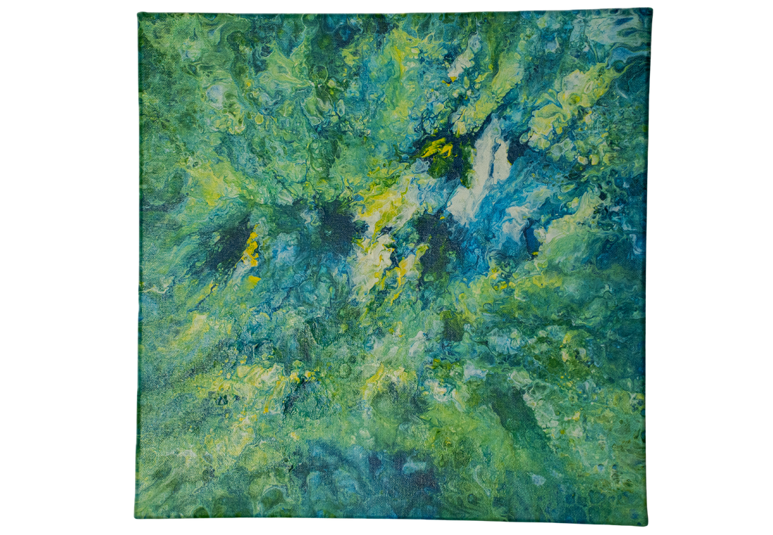 Fish Dream: Handmade Acrylic Artwork  Canvas: 14”x14”