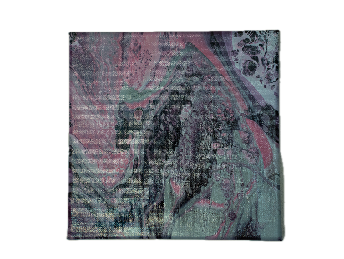 Fractured Bloom II: Handmade Acrylic Artwork  Canvas: 8”x8”