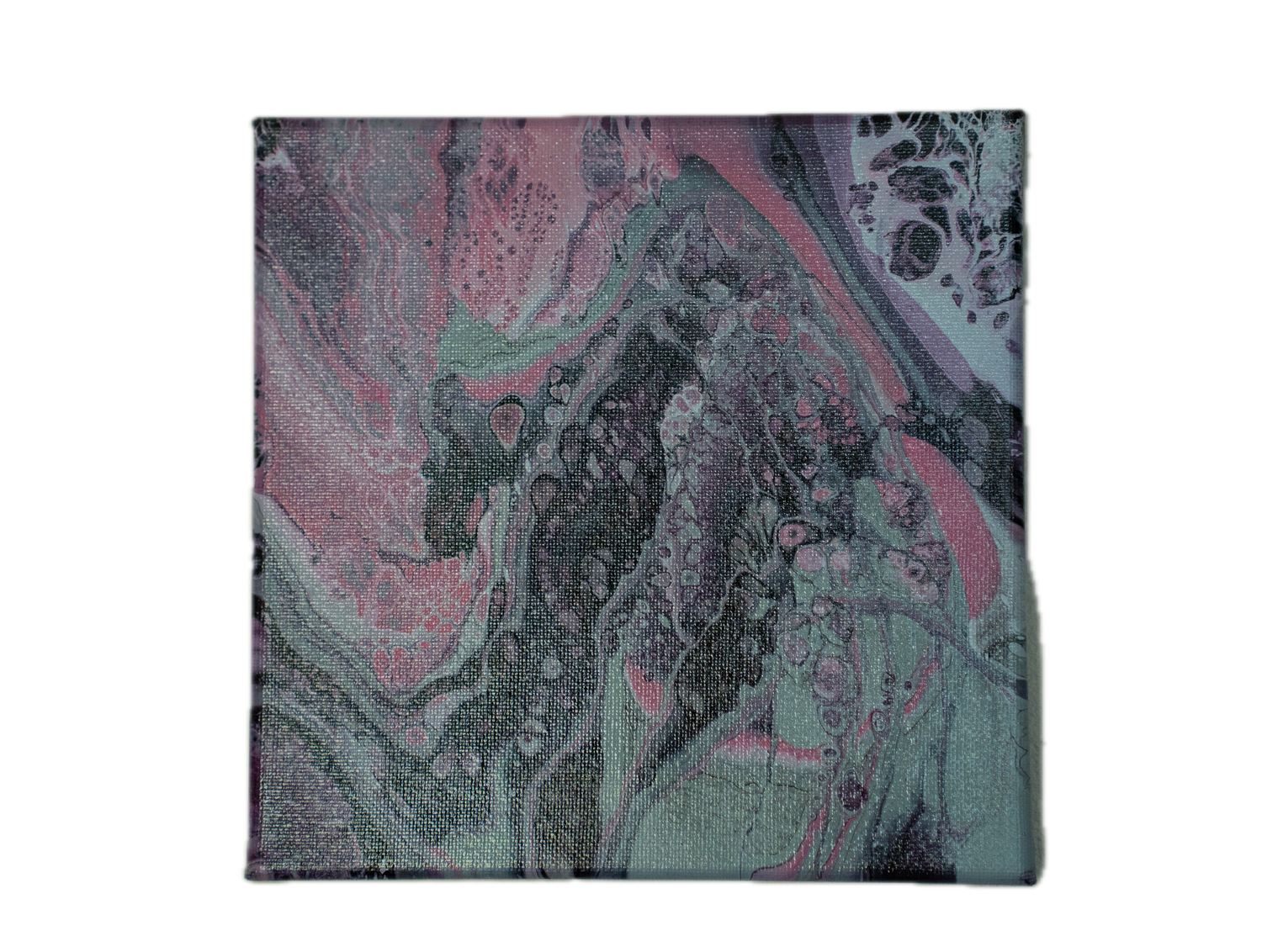 Fractured Bloom II: Handmade Acrylic Artwork  Canvas: 8”x8”