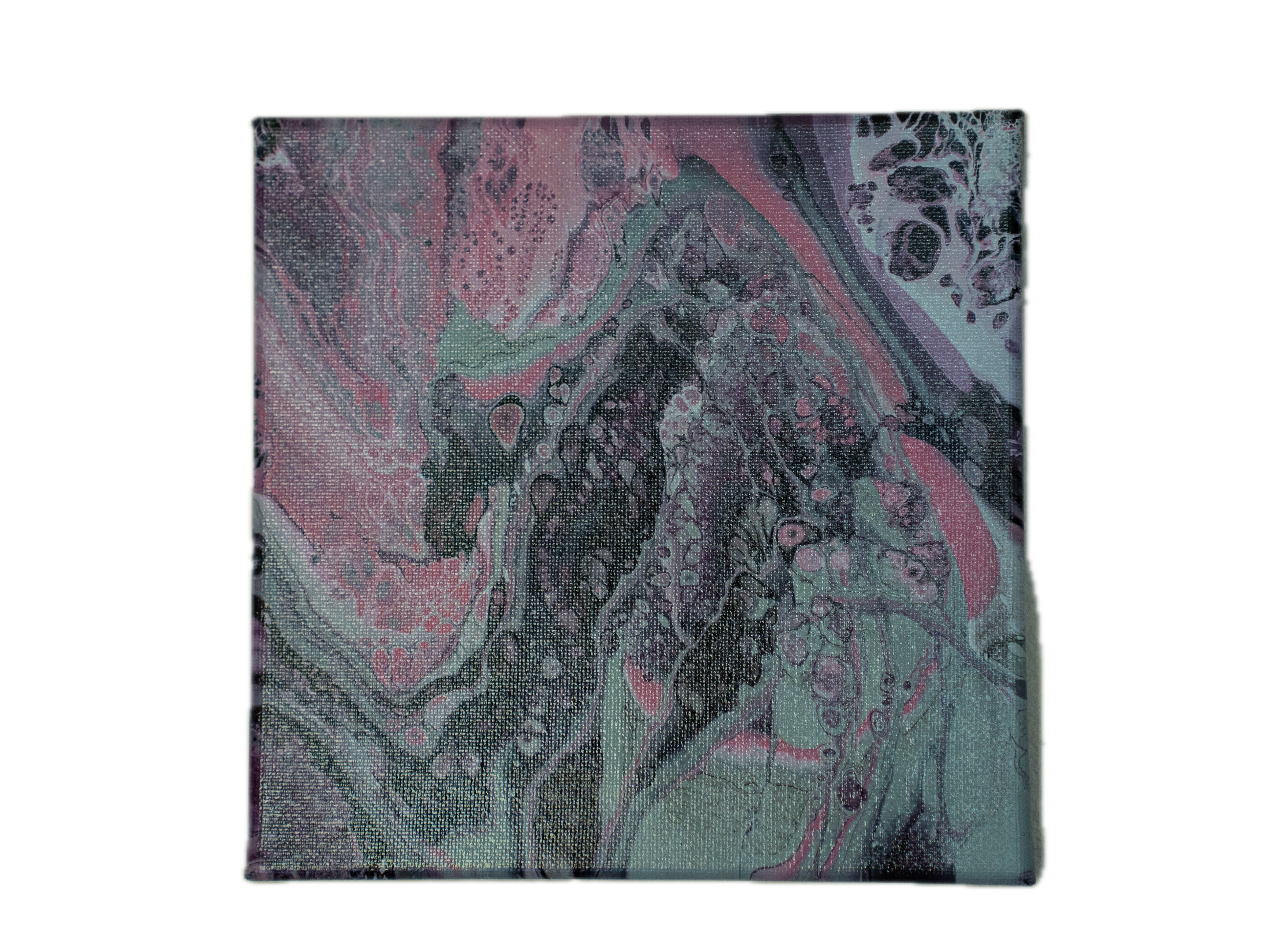 Fractured Bloom II: Handmade Acrylic Artwork  Canvas: 8”x8”