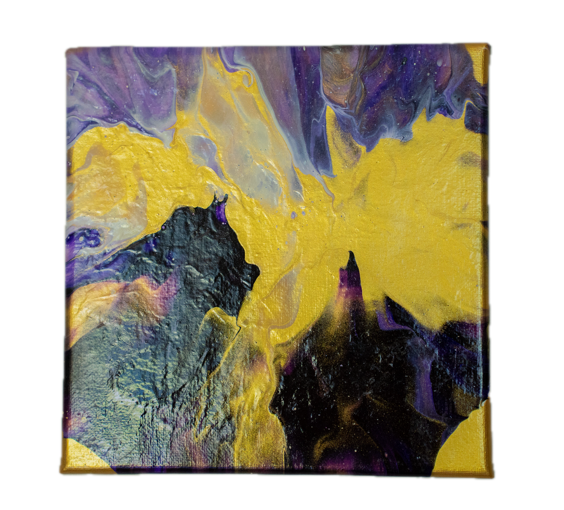 Golden Abyss: Handmade Acrylic Artwork  Canvas: 8”x8”