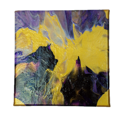 Golden Abyss: Handmade Acrylic Artwork  Canvas: 8”x8”