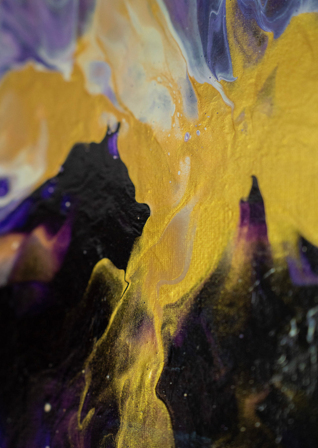 Golden Abyss: Handmade Acrylic Artwork  Canvas: 8”x8”