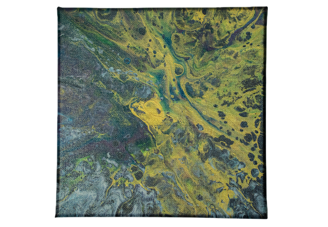 Golden Dragon: Handmade Acrylic Artwork  Canvas: 8”x8”