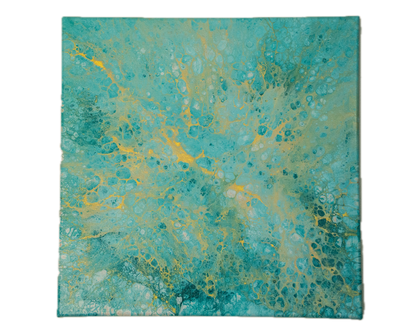 Golden Ocean: Handmade Acrylic Artwork  Canvas: 14”x14”