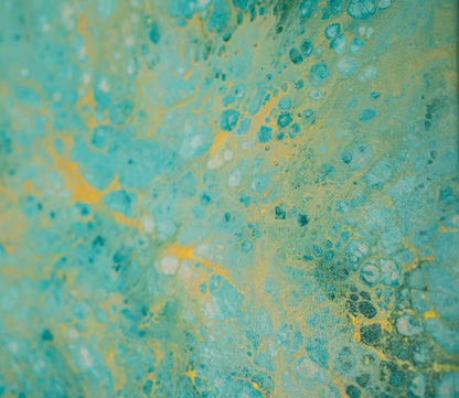 Golden Ocean: Handmade Acrylic Artwork  Canvas: 14”x14”
