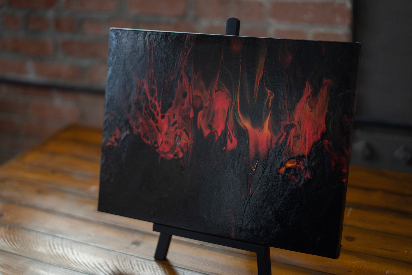 Inferno’s Edge: Hand Made Acrylic Artwork 12” by 16” Canvas