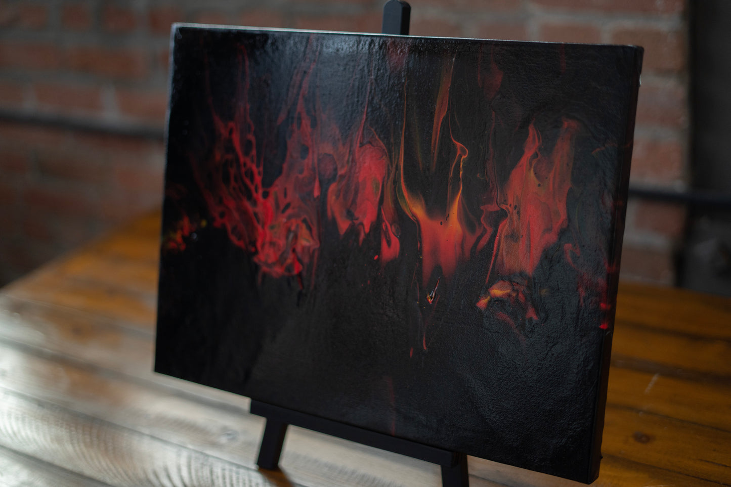 Inferno’s Edge: Hand Made Acrylic Artwork 12” by 16” Canvas