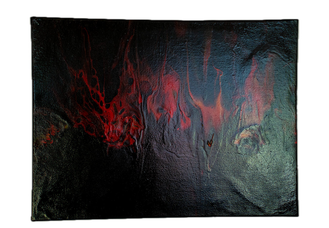 Infernos Edge: Handmade Acrylic Artwork  Canvas: 16”x12”