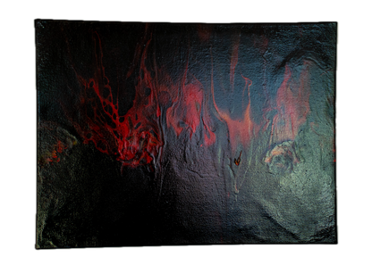 Infernos Edge: Handmade Acrylic Artwork  Canvas: 16”x12”