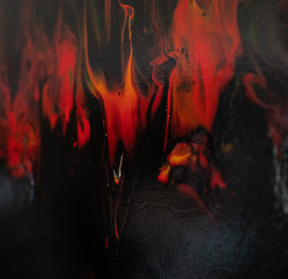 Infernos Edge: Handmade Acrylic Artwork  Canvas: 16”x12”