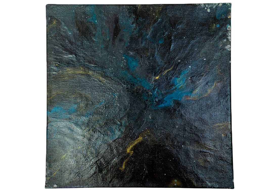 Midnight Depths: Handmade Acrylic Artwork  Canvas: 10”x10”