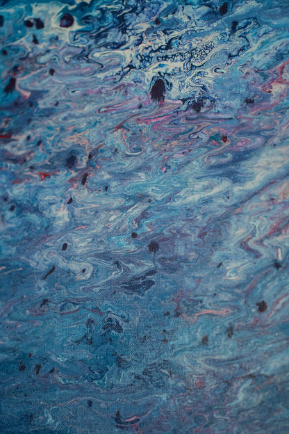 Night Bloom: Handmade Acrylic Artwork  Canvas: 24”x12”