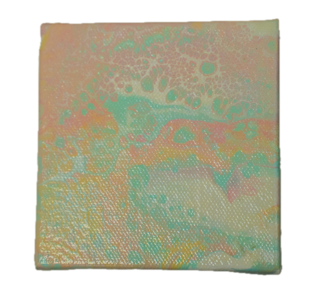 Ocean Pastel: Handmade Acrylic Artwork 4” by 4” Canvas