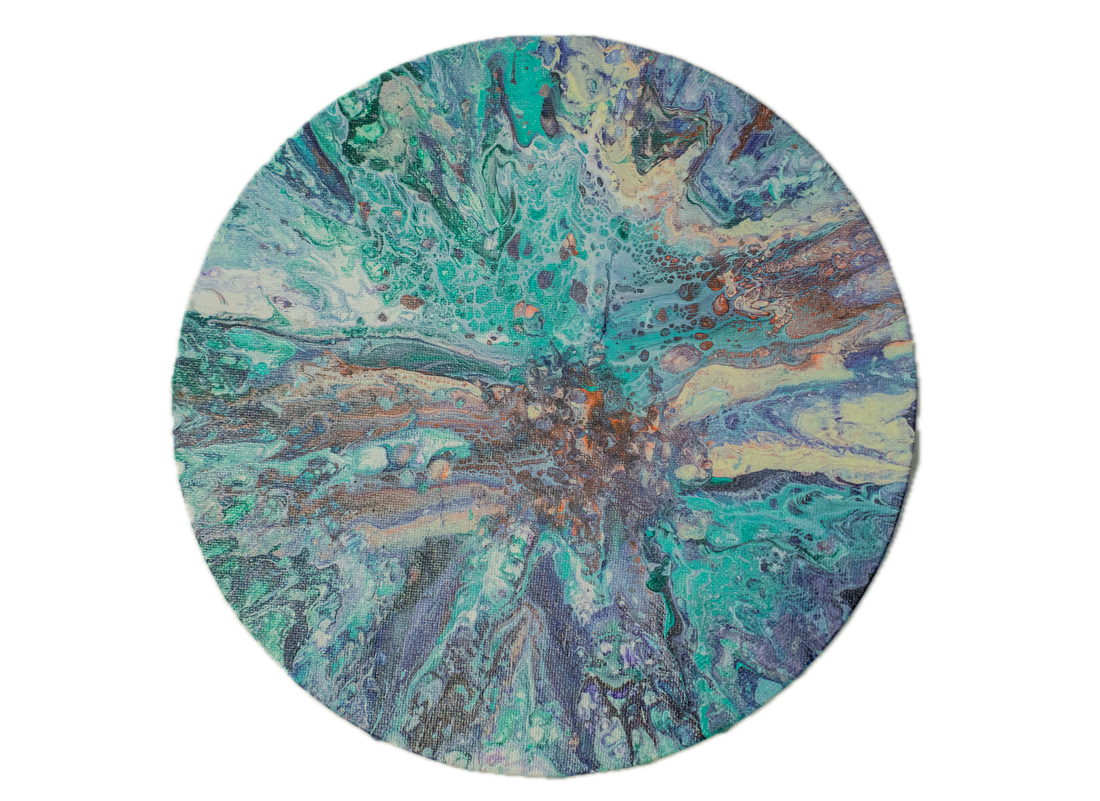The Sound of the Sea: Handmade Acrylic Artwork  Canvas: 10”x10” Round