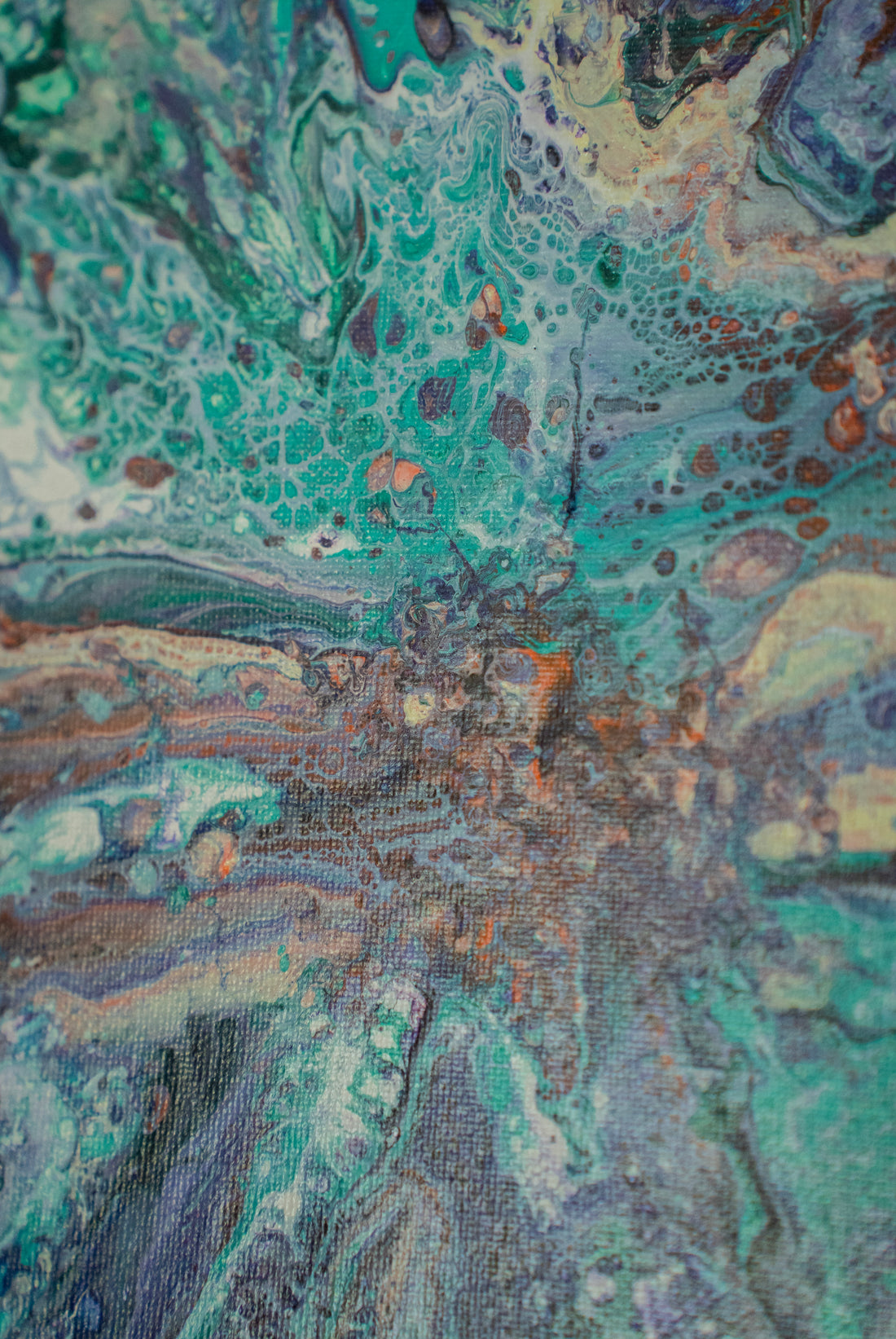 The Sound of the Sea: Handmade Acrylic Artwork  Canvas: 10”x10” Round