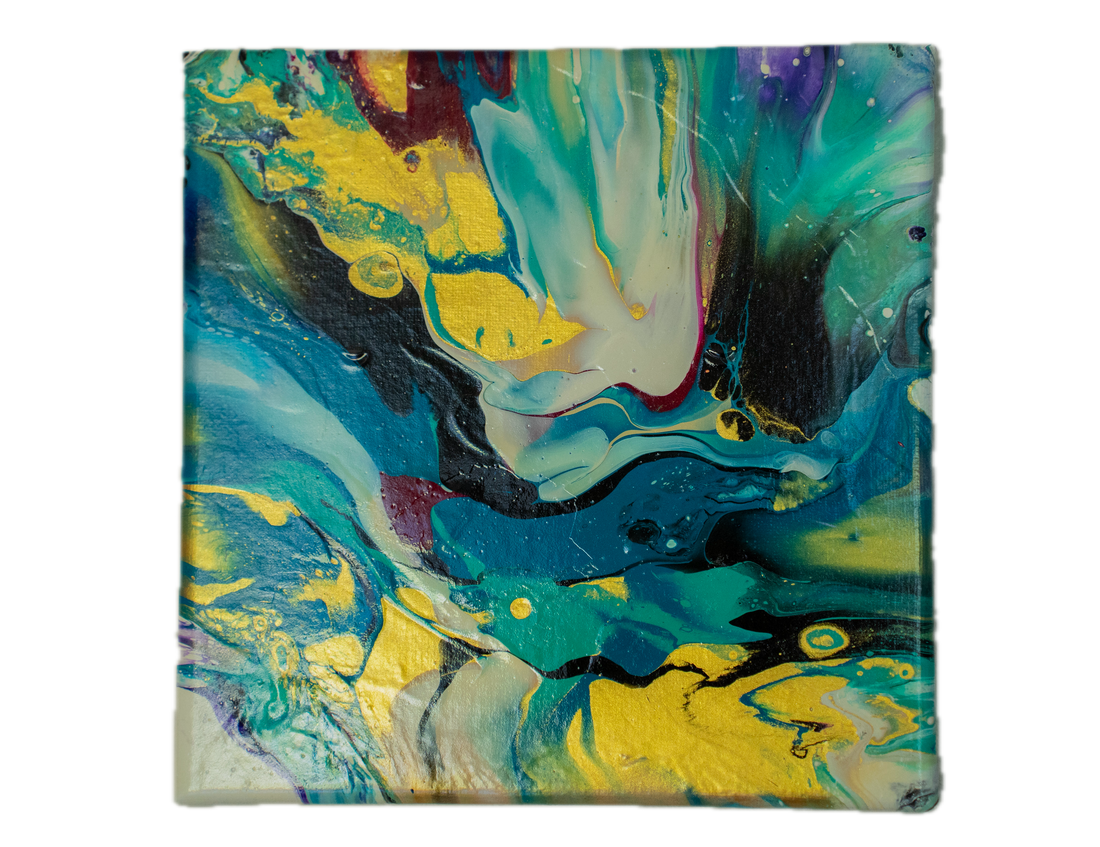 Tidal Whimsy: Handmade Acrylic Artwork  Canvas: 8”x8”