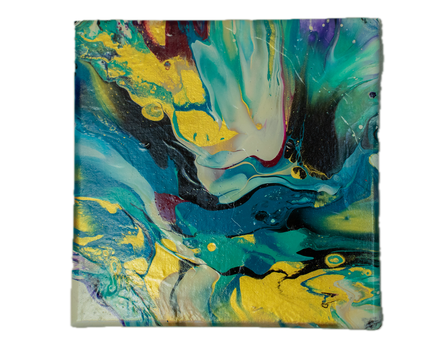 Tidal Whimsy: Handmade Acrylic Artwork  Canvas: 8”x8”