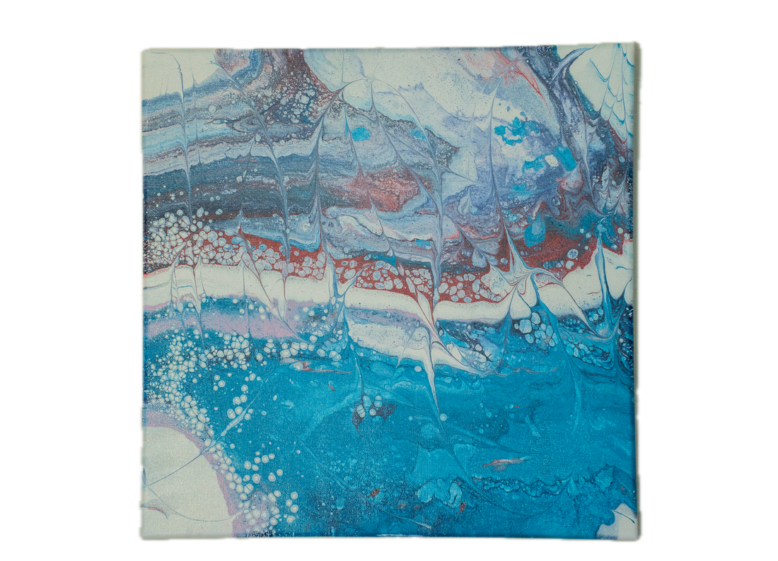 Waves of Becoming: Handmade Acrylic Artwork  Canvas: 14”x14”